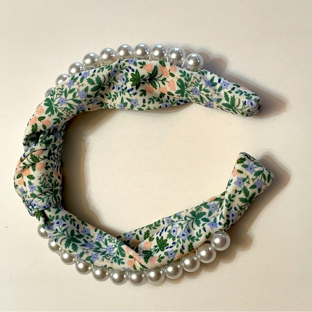 Rifle Piper Co. Pearl Embellishments Knotted Headband Fabric Floral Printed